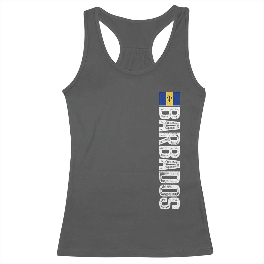 Barbados Flag Racerback Tank Top Distressed Vertical Typography Caribbean Island Pride Heritage Gift
