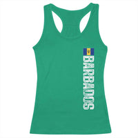 Barbados Flag Racerback Tank Top Distressed Vertical Typography Caribbean Island Pride Heritage Gift