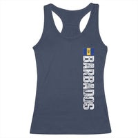 Barbados Flag Racerback Tank Top Distressed Vertical Typography Caribbean Island Pride Heritage Gift