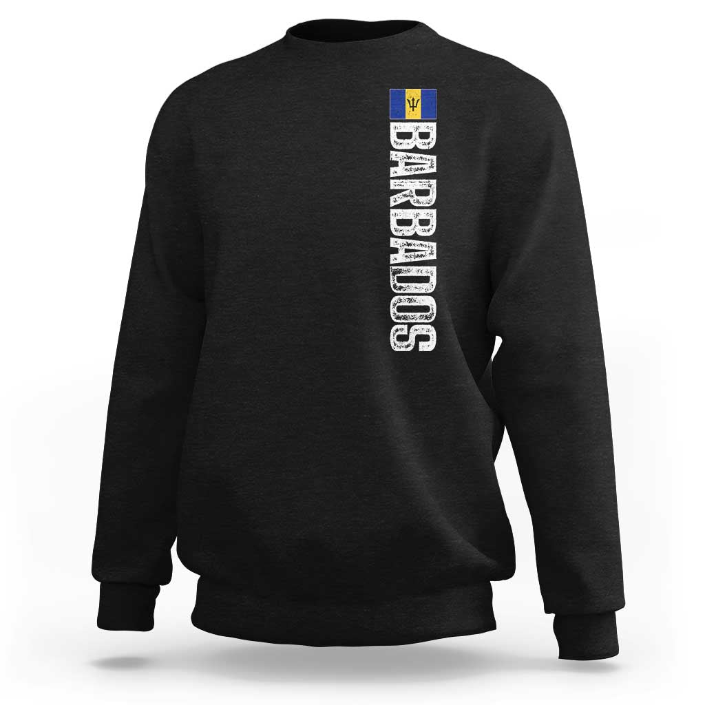 Barbados Flag Sweatshirt Distressed Vertical Typography Caribbean Island Pride Heritage Gift