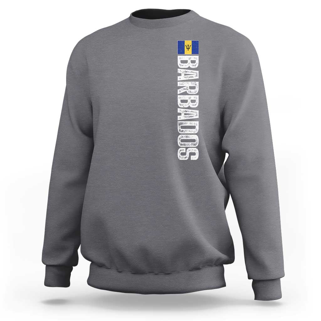 Barbados Flag Sweatshirt Distressed Vertical Typography Caribbean Island Pride Heritage Gift