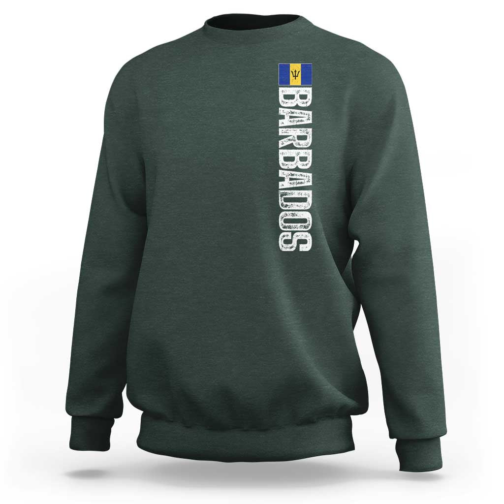 Barbados Flag Sweatshirt Distressed Vertical Typography Caribbean Island Pride Heritage Gift