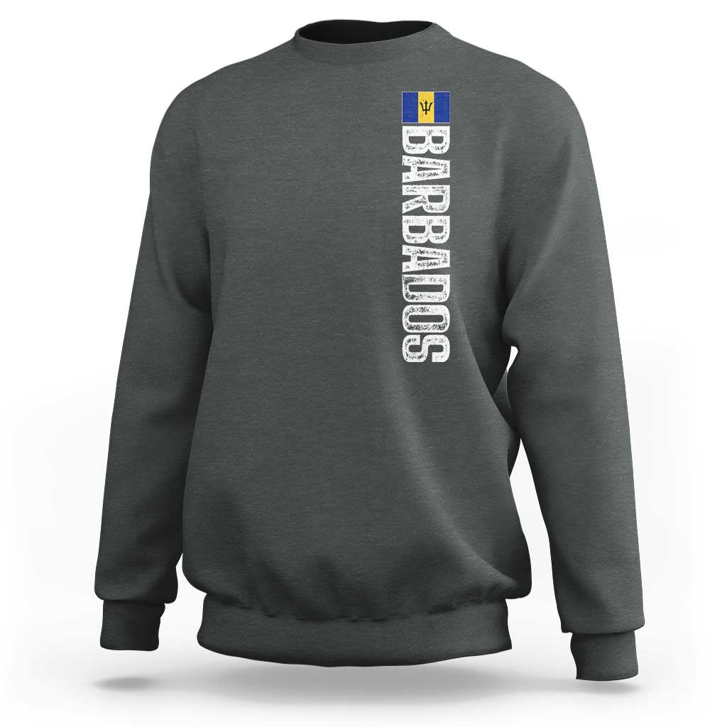 Barbados Flag Sweatshirt Distressed Vertical Typography Caribbean Island Pride Heritage Gift