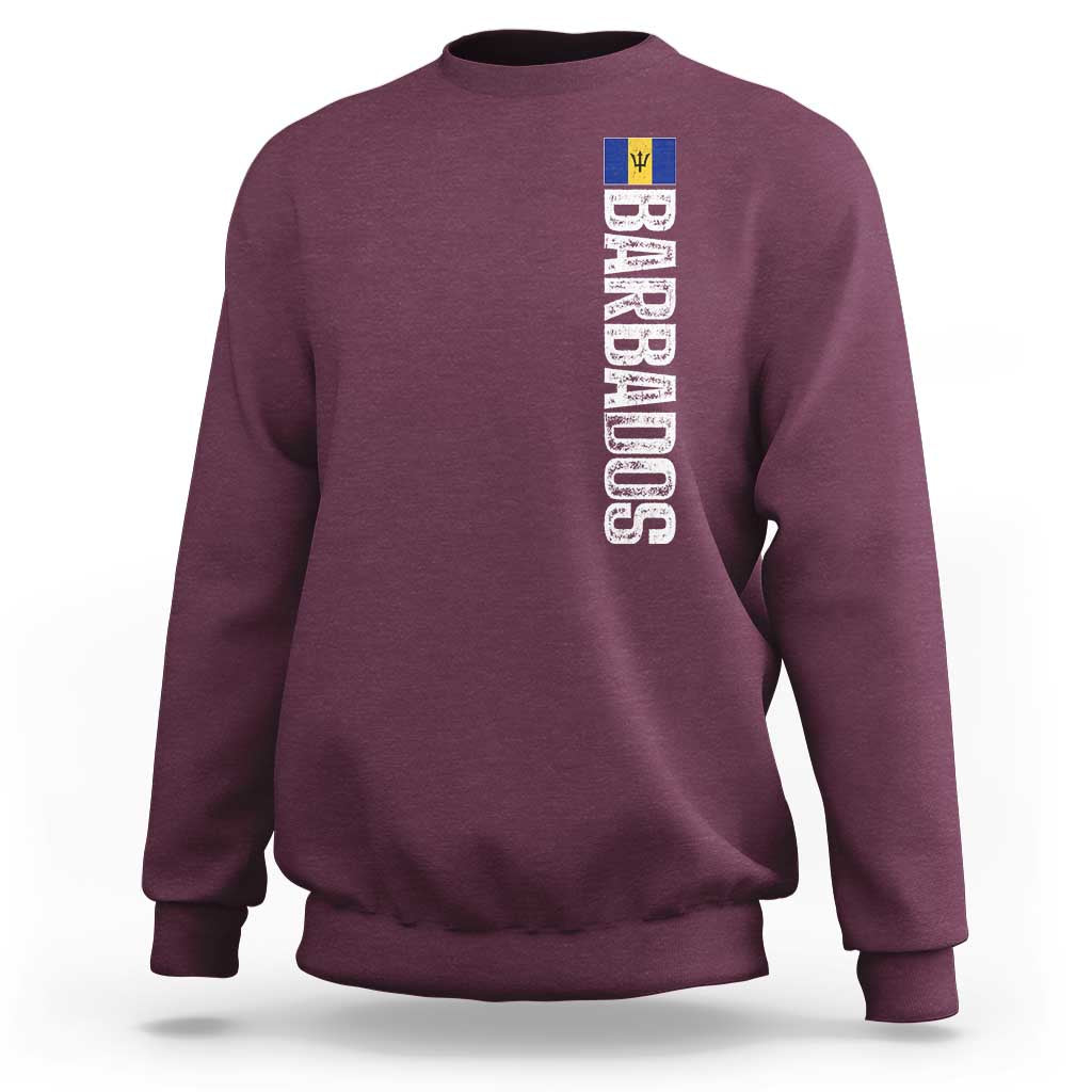 Barbados Flag Sweatshirt Distressed Vertical Typography Caribbean Island Pride Heritage Gift