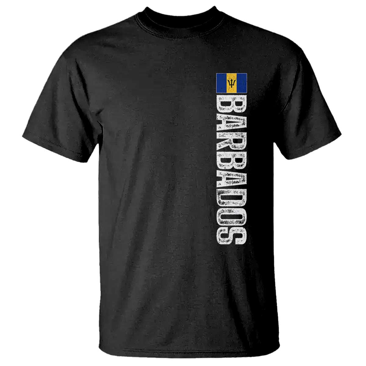 Barbados Flag T Shirt Distressed Vertical Typography Caribbean Island Pride Heritage Gift