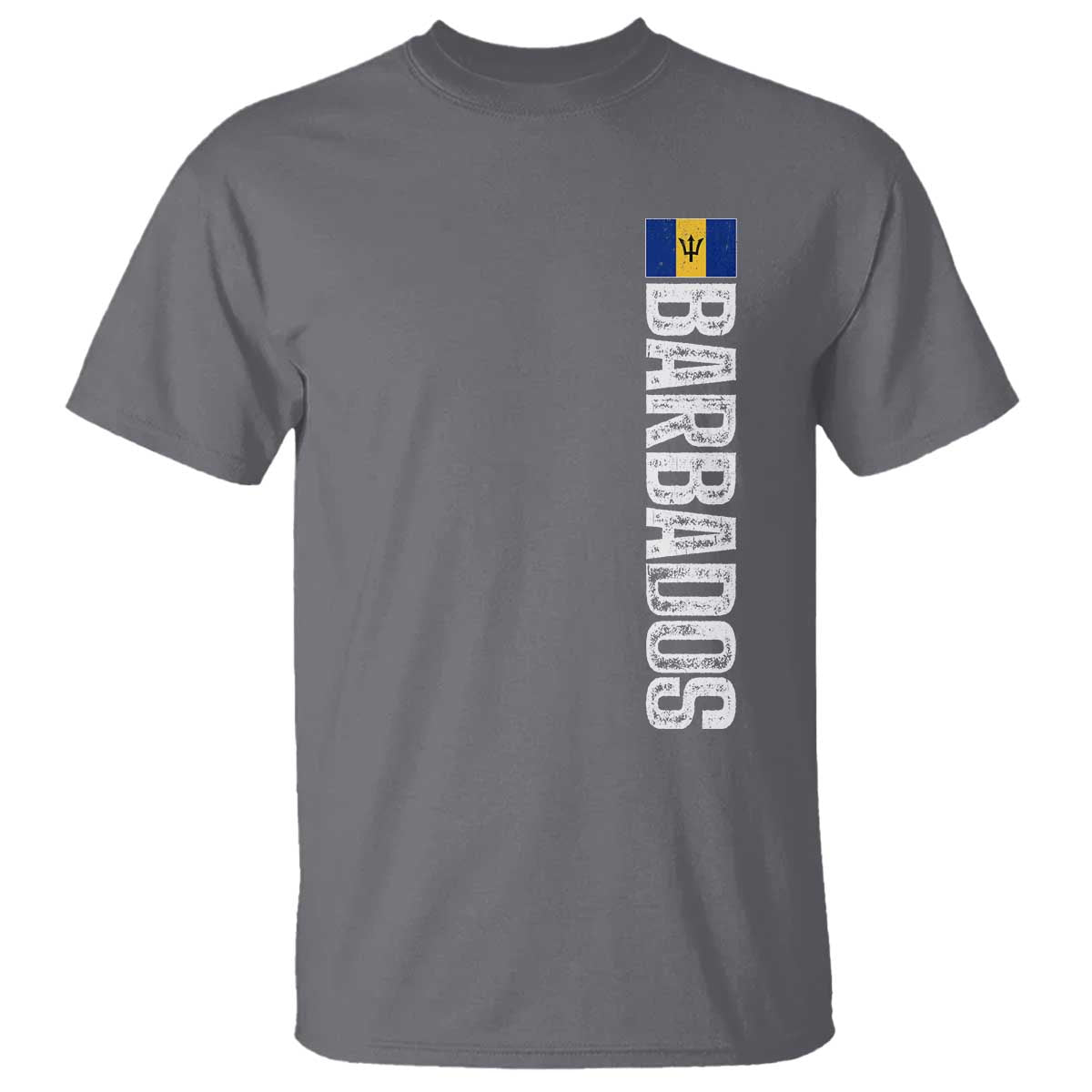 Barbados Flag T Shirt Distressed Vertical Typography Caribbean Island Pride Heritage Gift