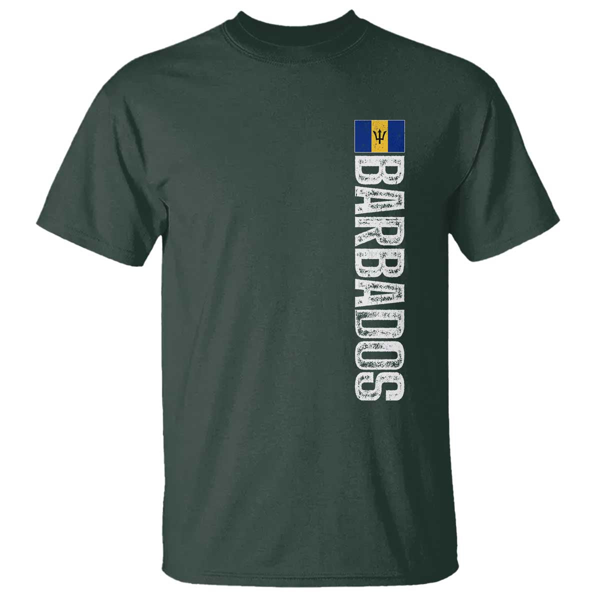 Barbados Flag T Shirt Distressed Vertical Typography Caribbean Island Pride Heritage Gift