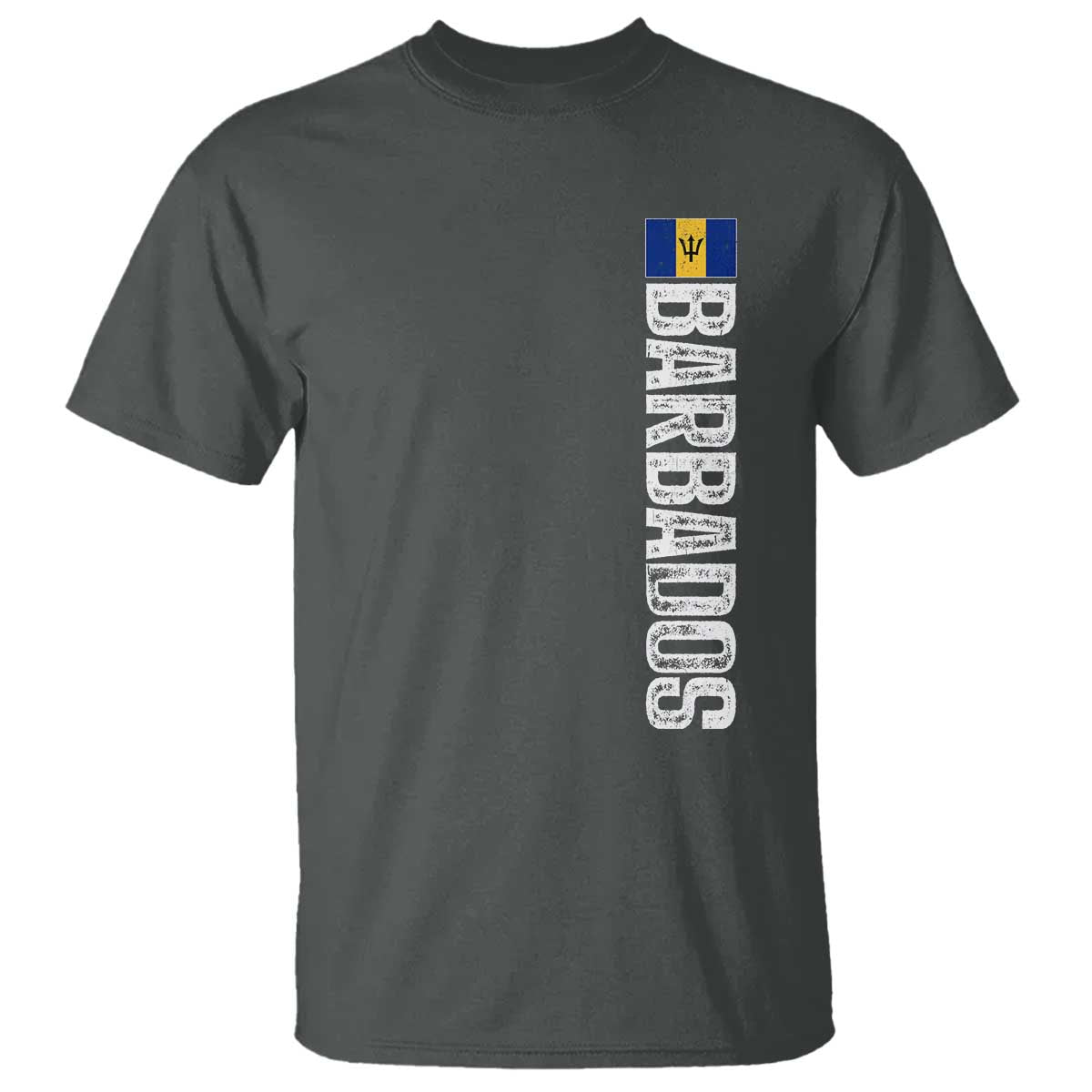 Barbados Flag T Shirt Distressed Vertical Typography Caribbean Island Pride Heritage Gift
