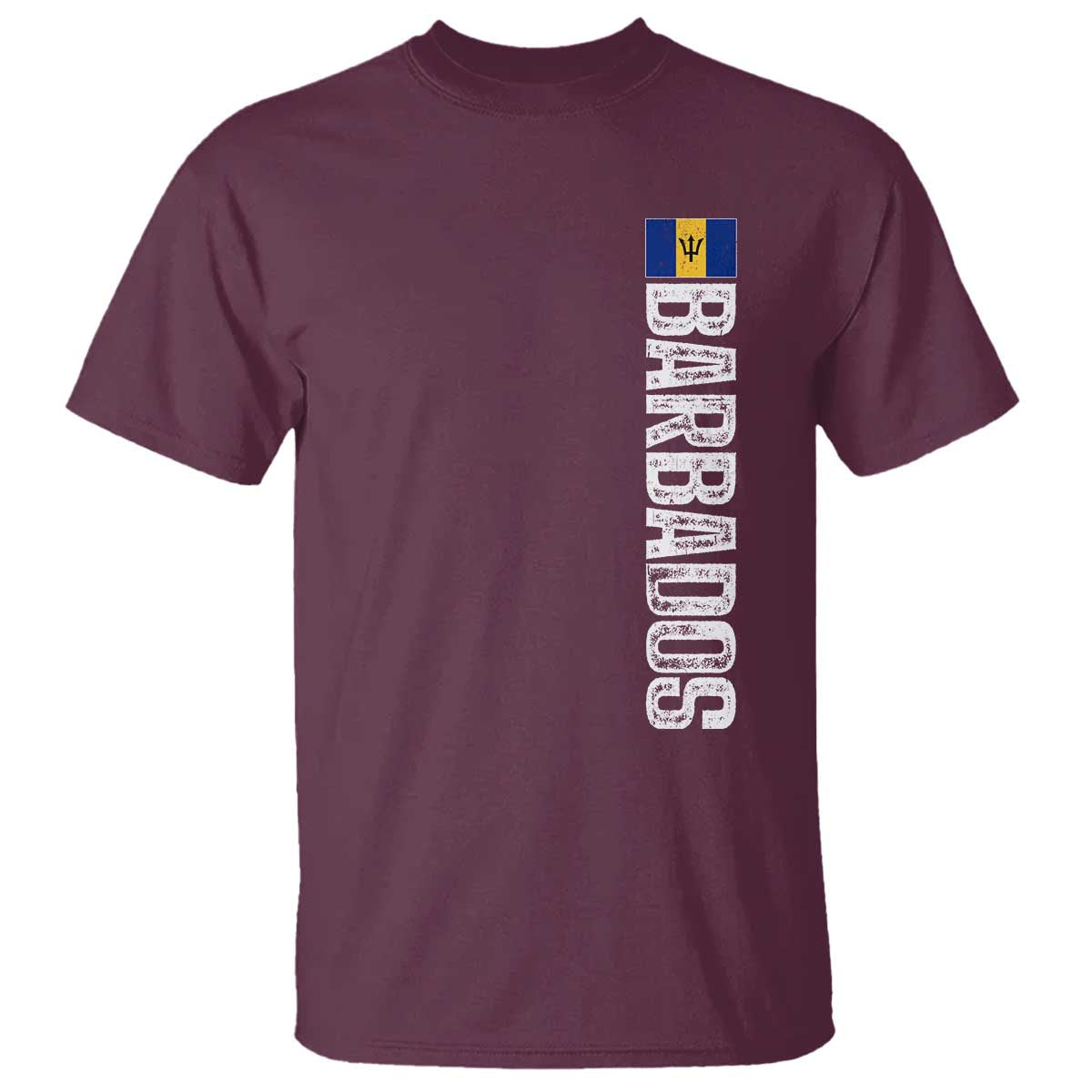 Barbados Flag T Shirt Distressed Vertical Typography Caribbean Island Pride Heritage Gift