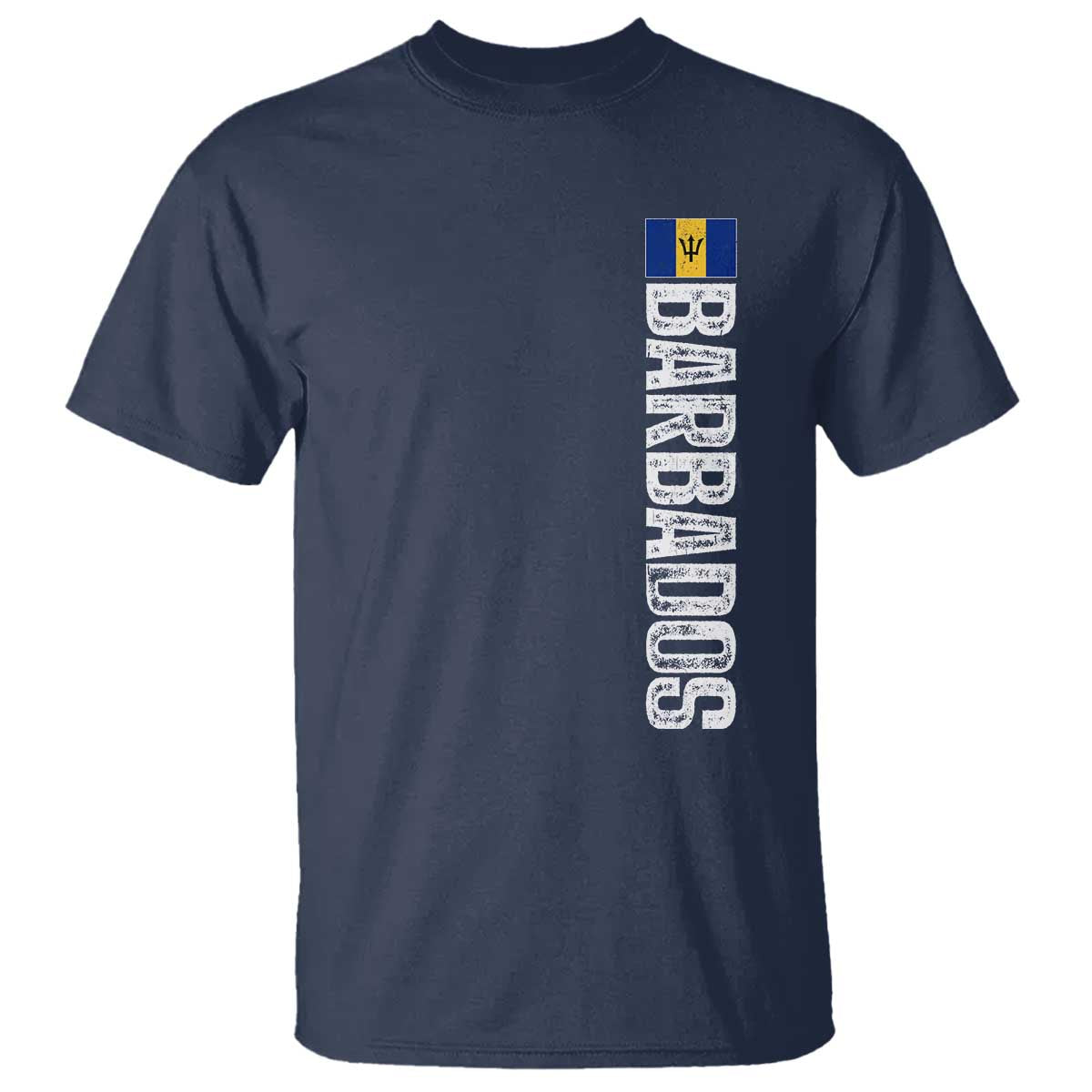 Barbados Flag T Shirt Distressed Vertical Typography Caribbean Island Pride Heritage Gift