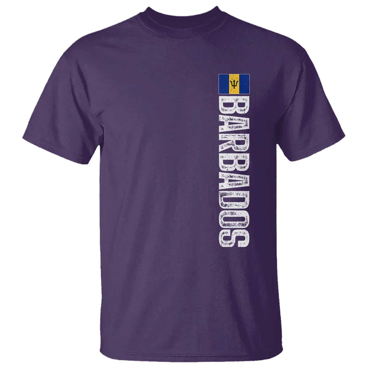 Barbados Flag T Shirt Distressed Vertical Typography Caribbean Island Pride Heritage Gift
