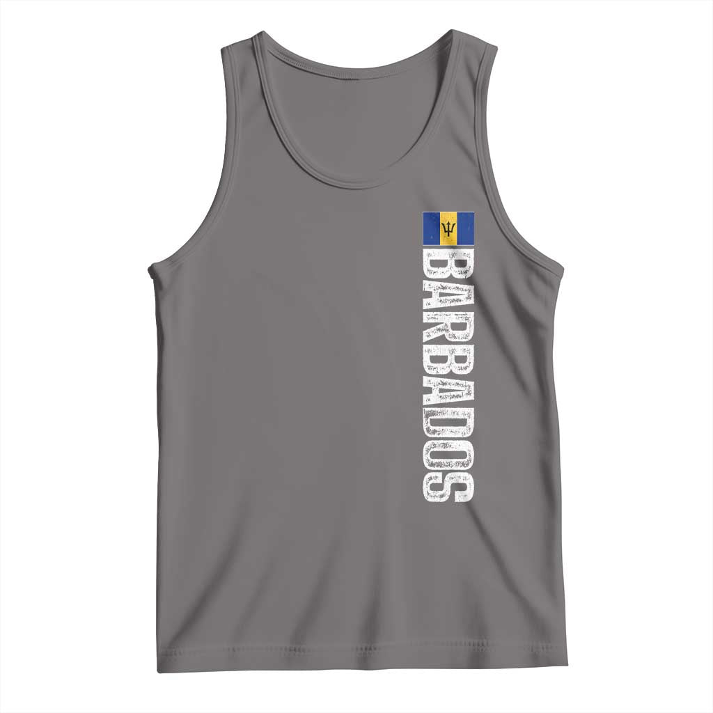 Barbados Flag Tank Top Distressed Vertical Typography Caribbean Island Pride Heritage Gift