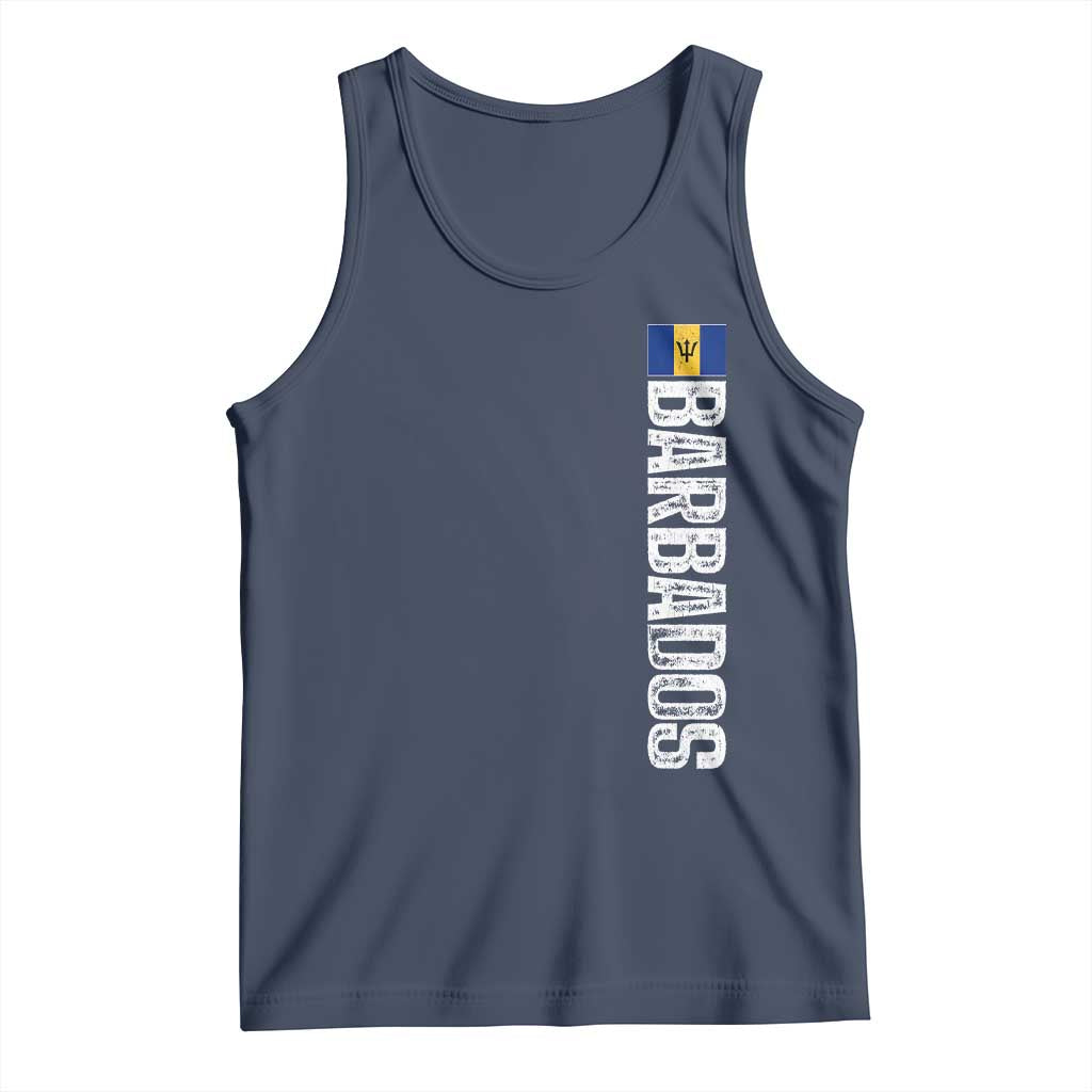 Barbados Flag Tank Top Distressed Vertical Typography Caribbean Island Pride Heritage Gift