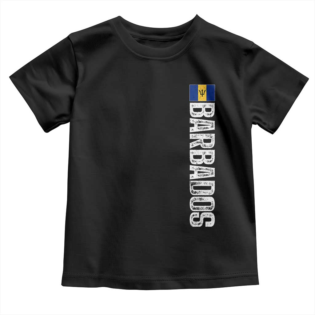 Barbados Flag Toddler T Shirt Distressed Vertical Typography Caribbean Island Pride Heritage Gift