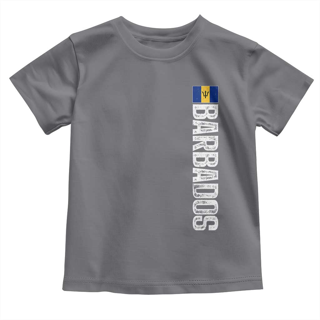 Barbados Flag Toddler T Shirt Distressed Vertical Typography Caribbean Island Pride Heritage Gift