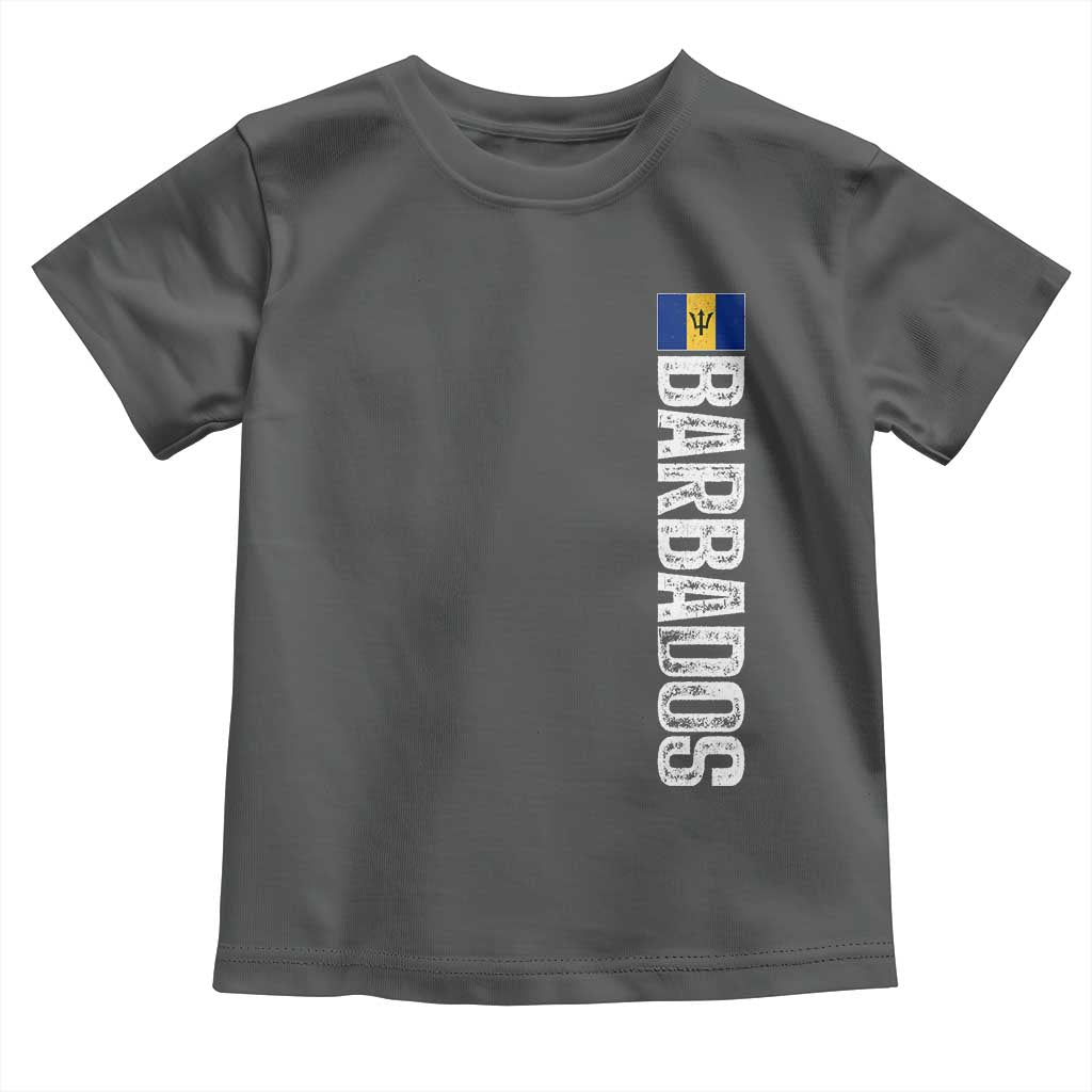 Barbados Flag Toddler T Shirt Distressed Vertical Typography Caribbean Island Pride Heritage Gift