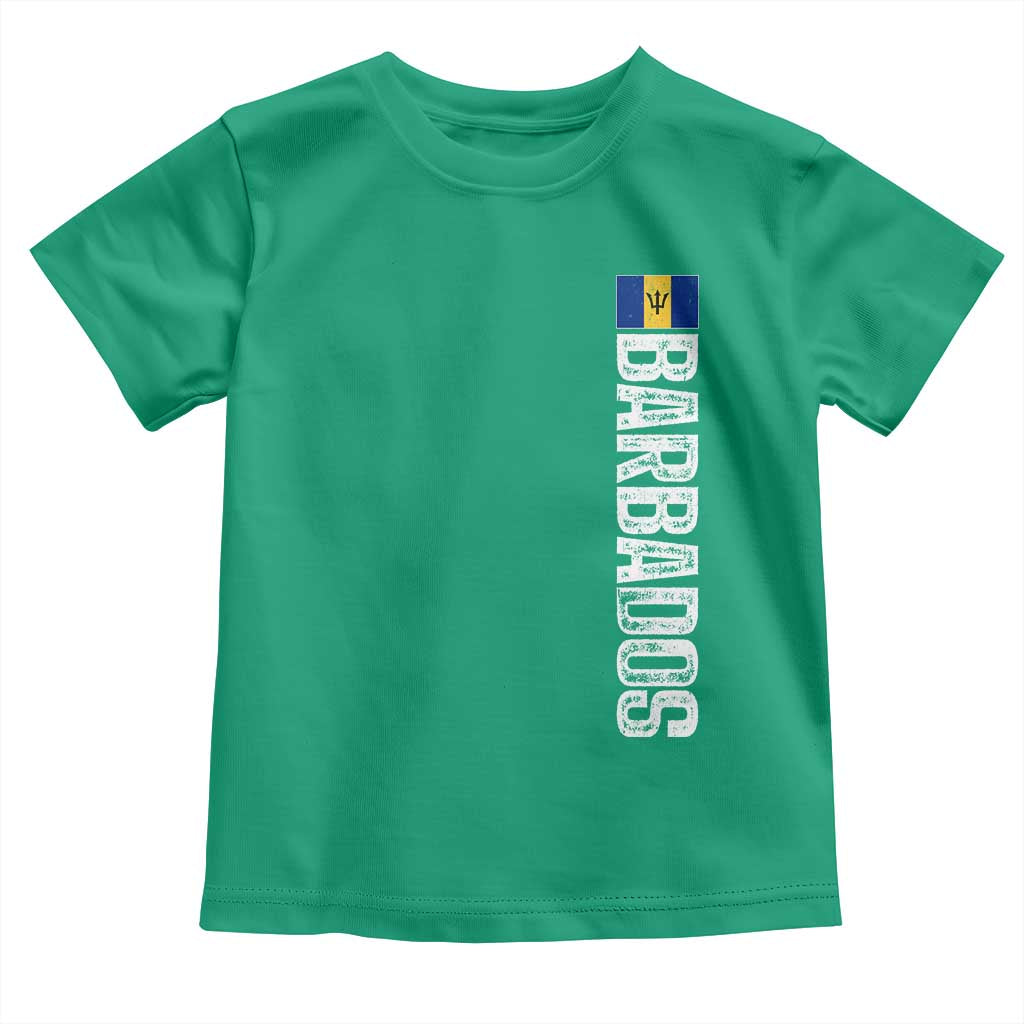 Barbados Flag Toddler T Shirt Distressed Vertical Typography Caribbean Island Pride Heritage Gift