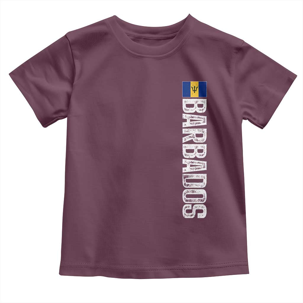 Barbados Flag Toddler T Shirt Distressed Vertical Typography Caribbean Island Pride Heritage Gift