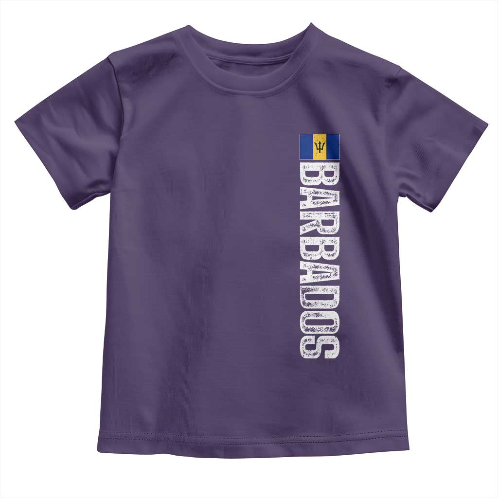 Barbados Flag Toddler T Shirt Distressed Vertical Typography Caribbean Island Pride Heritage Gift