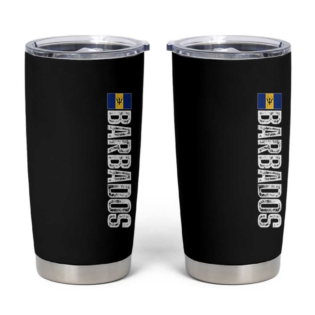 Barbados Flag Tumbler Cup Distressed Vertical Typography Caribbean Island Pride Heritage Gift