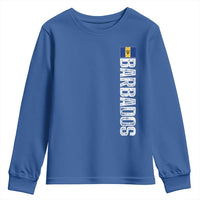 Barbados Flag Youth Sweatshirt Distressed Vertical Typography Caribbean Island Pride Heritage Gift