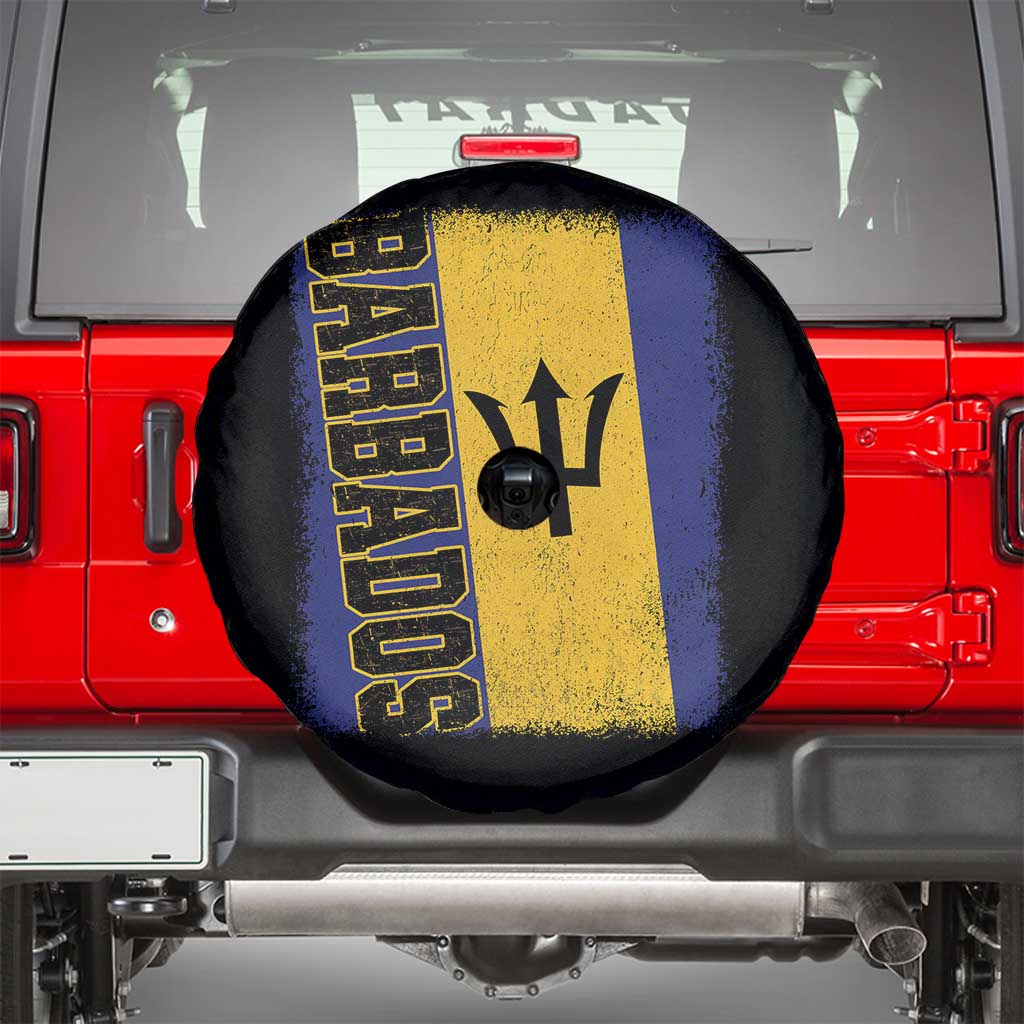 Vintage Barbados Flag Spare Tire Cover Distressed Patriotic Caribbean Island Barbadian Pride Heritage Gift