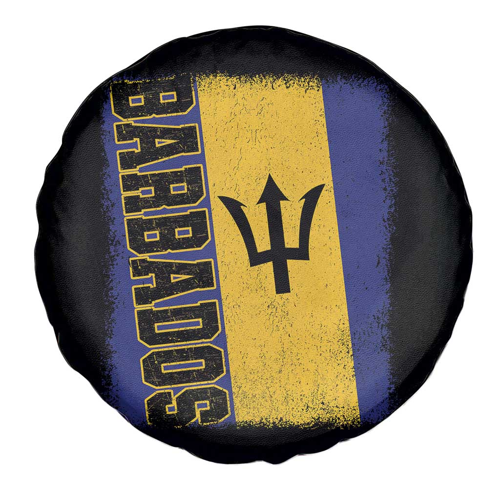 Vintage Barbados Flag Spare Tire Cover Distressed Patriotic Caribbean Island Barbadian Pride Heritage Gift