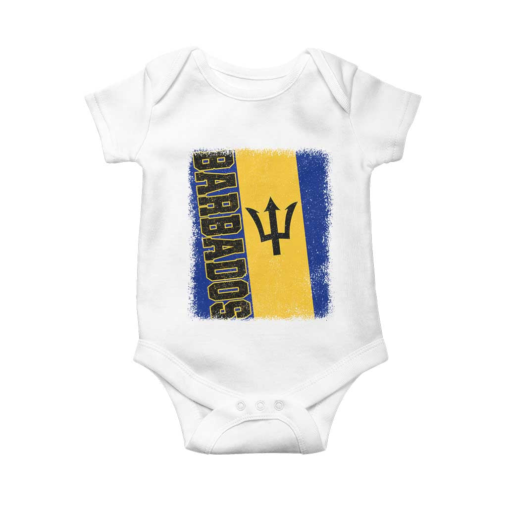 Vintage Barbados Flag Baby Onesie Distressed Patriotic Caribbean Island Barbadian Pride Heritage Gift