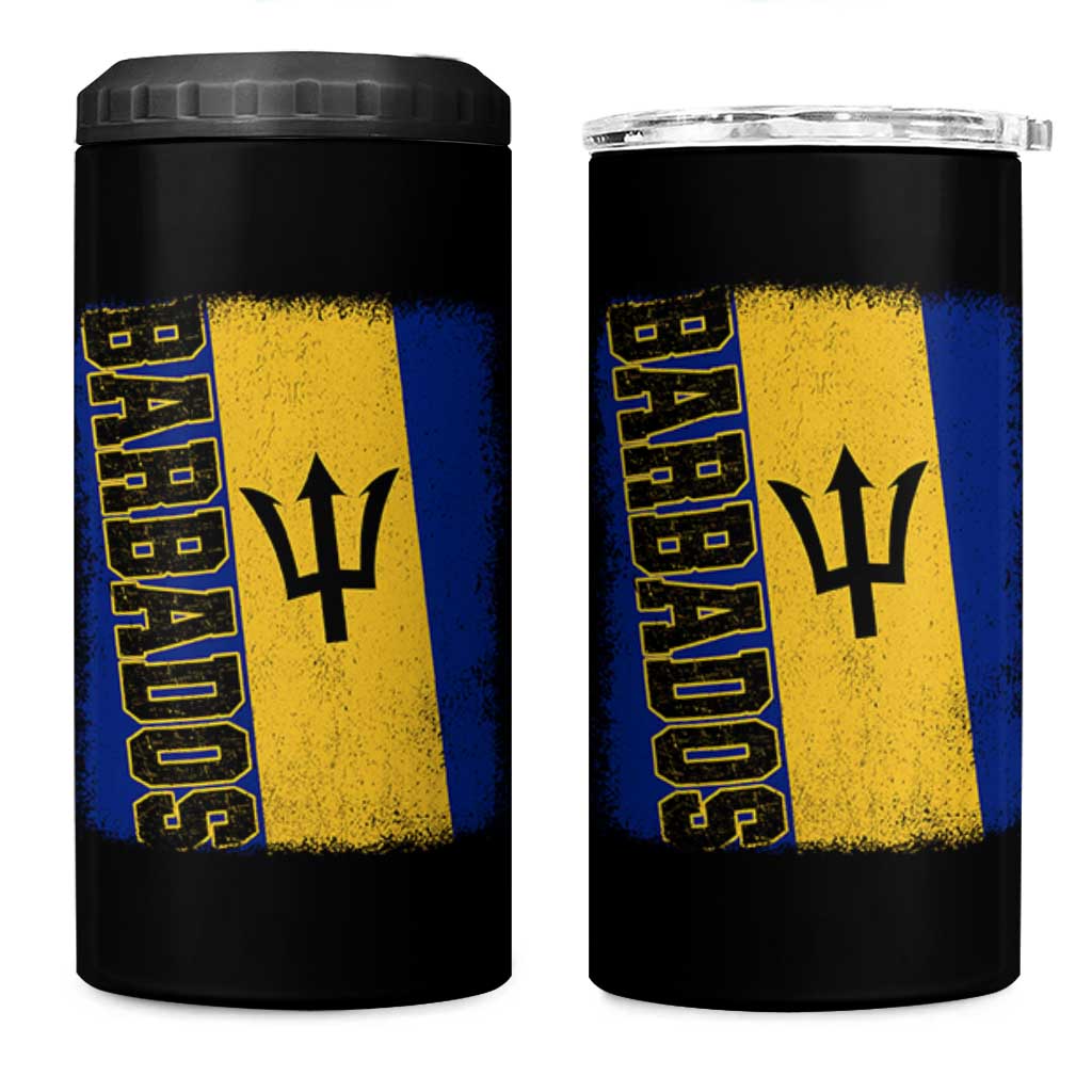 Vintage Barbados Flag 4 in 1 Can Cooler Tumbler Distressed Patriotic Caribbean Island Barbadian Pride Heritage Gift