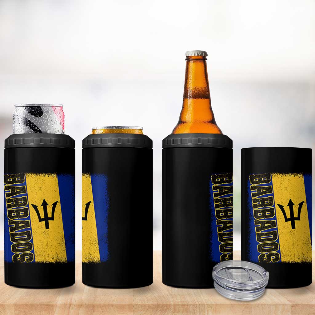 Vintage Barbados Flag 4 in 1 Can Cooler Tumbler Distressed Patriotic Caribbean Island Barbadian Pride Heritage Gift