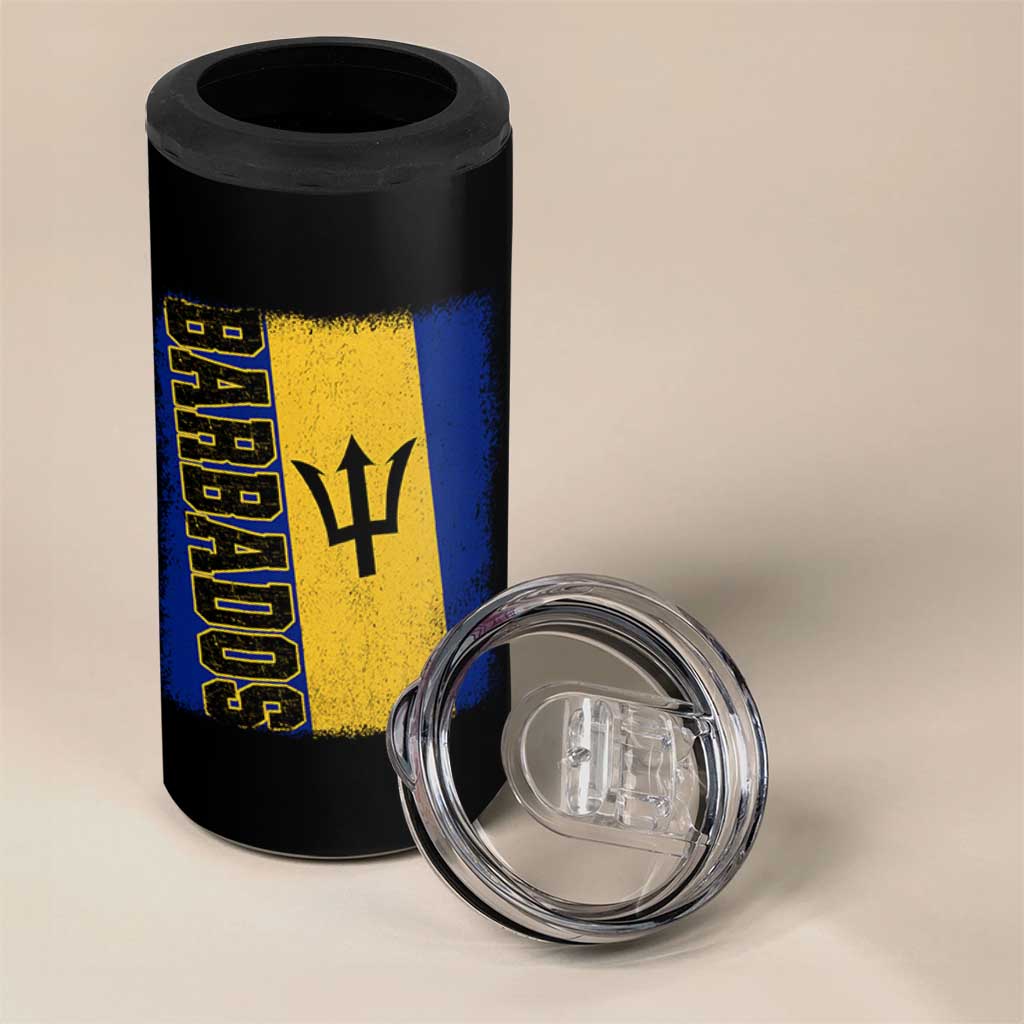 Vintage Barbados Flag 4 in 1 Can Cooler Tumbler Distressed Patriotic Caribbean Island Barbadian Pride Heritage Gift