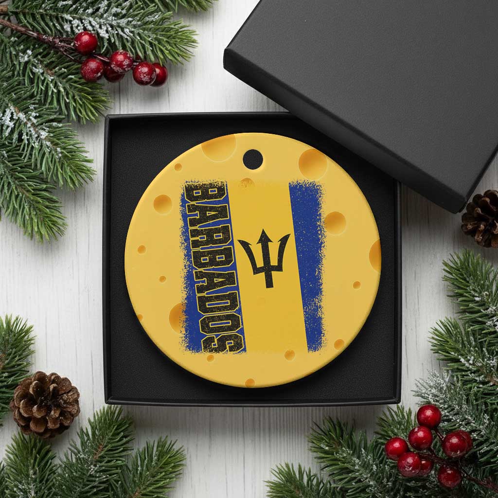 Vintage Barbados Flag Ceramic Ornament Distressed Patriotic Caribbean Island Barbadian Pride Heritage Gift