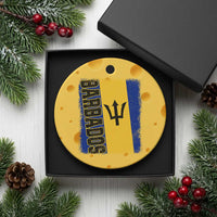 Vintage Barbados Flag Ceramic Ornament Distressed Patriotic Caribbean Island Barbadian Pride Heritage Gift