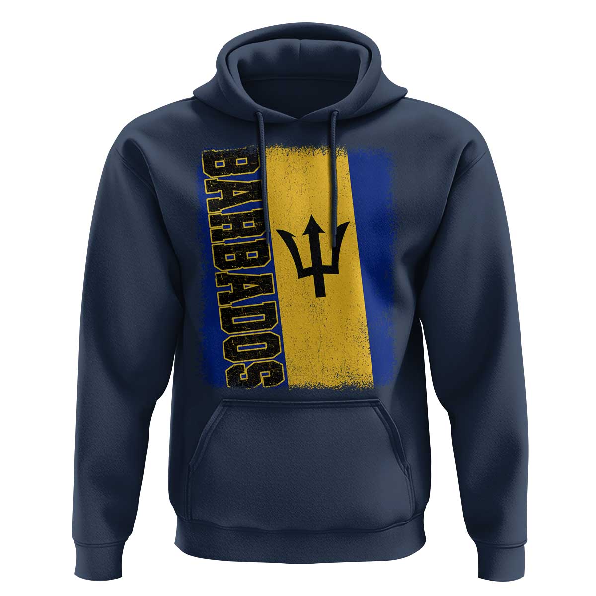Vintage Barbados Flag Hoodie Distressed Patriotic Caribbean Island Barbadian Pride Heritage Gift