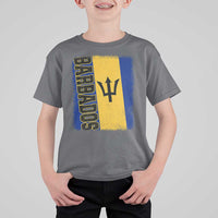 Vintage Barbados Flag T Shirt For Kid Distressed Patriotic Caribbean Island Barbadian Pride Heritage Gift