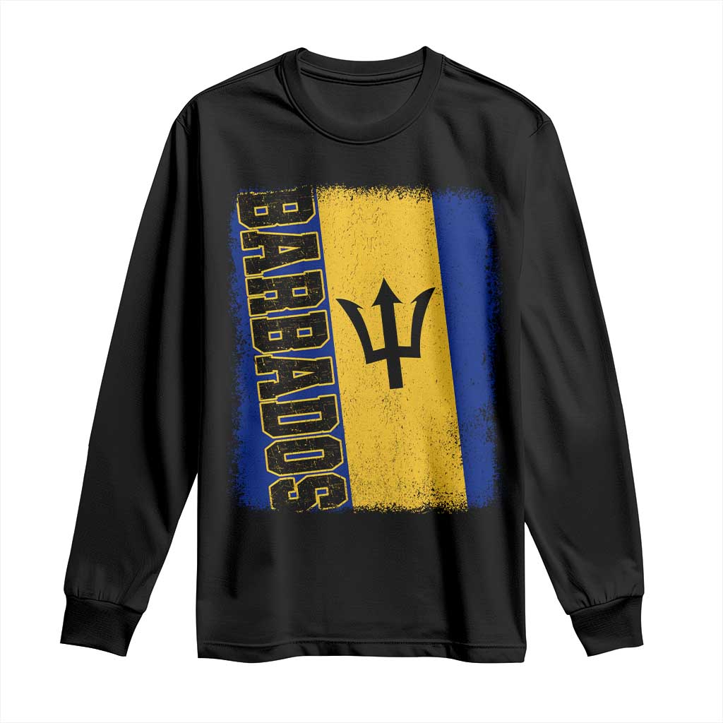 Vintage Barbados Flag Long Sleeve Shirt Distressed Patriotic Caribbean Island Barbadian Pride Heritage Gift