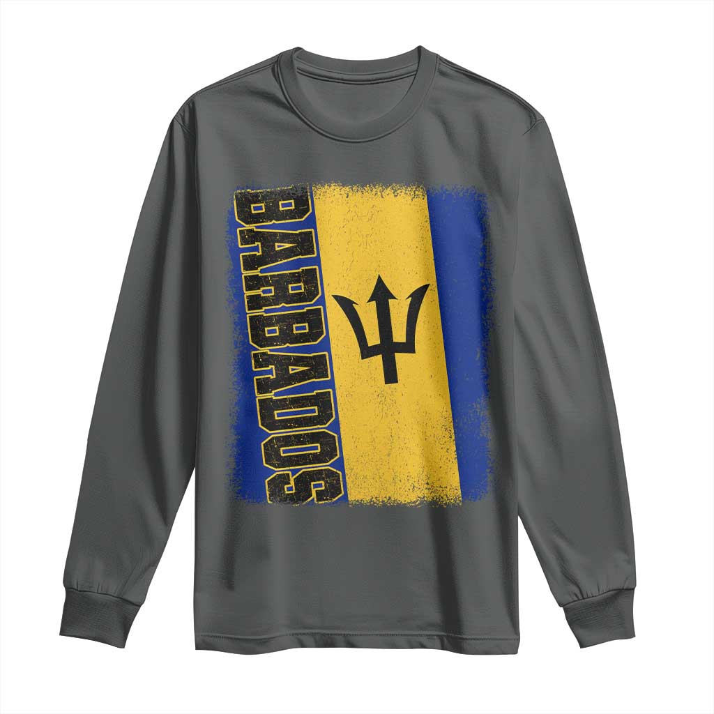 Vintage Barbados Flag Long Sleeve Shirt Distressed Patriotic Caribbean Island Barbadian Pride Heritage Gift