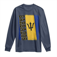 Vintage Barbados Flag Long Sleeve Shirt Distressed Patriotic Caribbean Island Barbadian Pride Heritage Gift