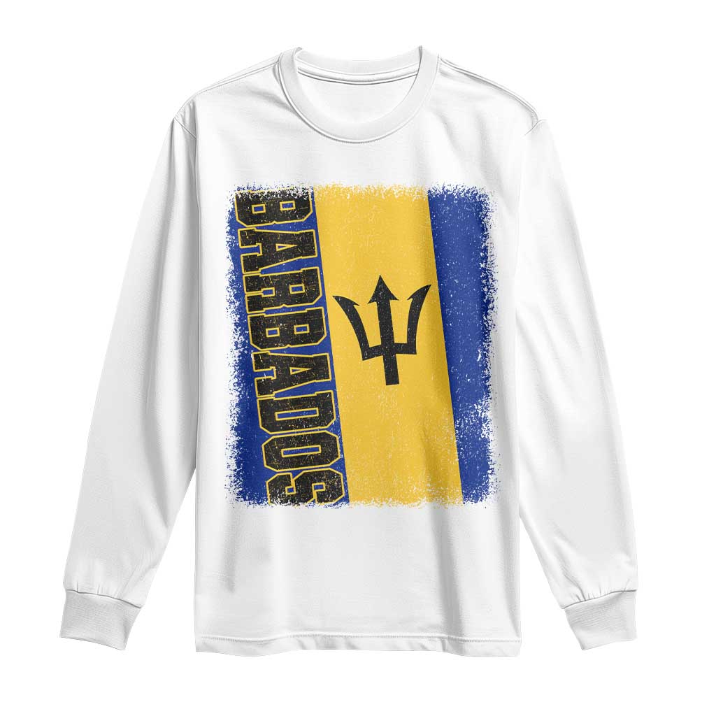 Vintage Barbados Flag Long Sleeve Shirt Distressed Patriotic Caribbean Island Barbadian Pride Heritage Gift