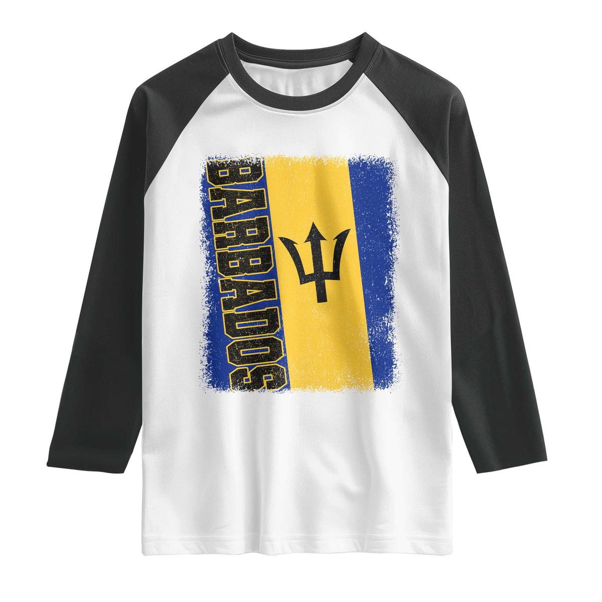 Vintage Barbados Flag Raglan Shirt Distressed Patriotic Caribbean Island Barbadian Pride Heritage Gift