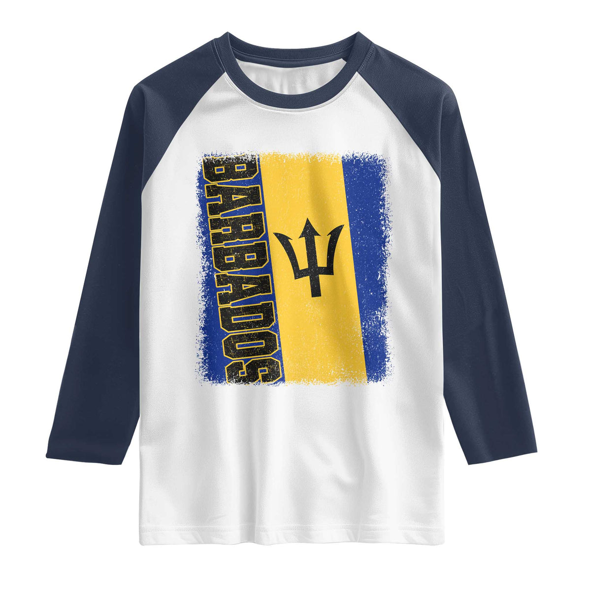 Vintage Barbados Flag Raglan Shirt Distressed Patriotic Caribbean Island Barbadian Pride Heritage Gift