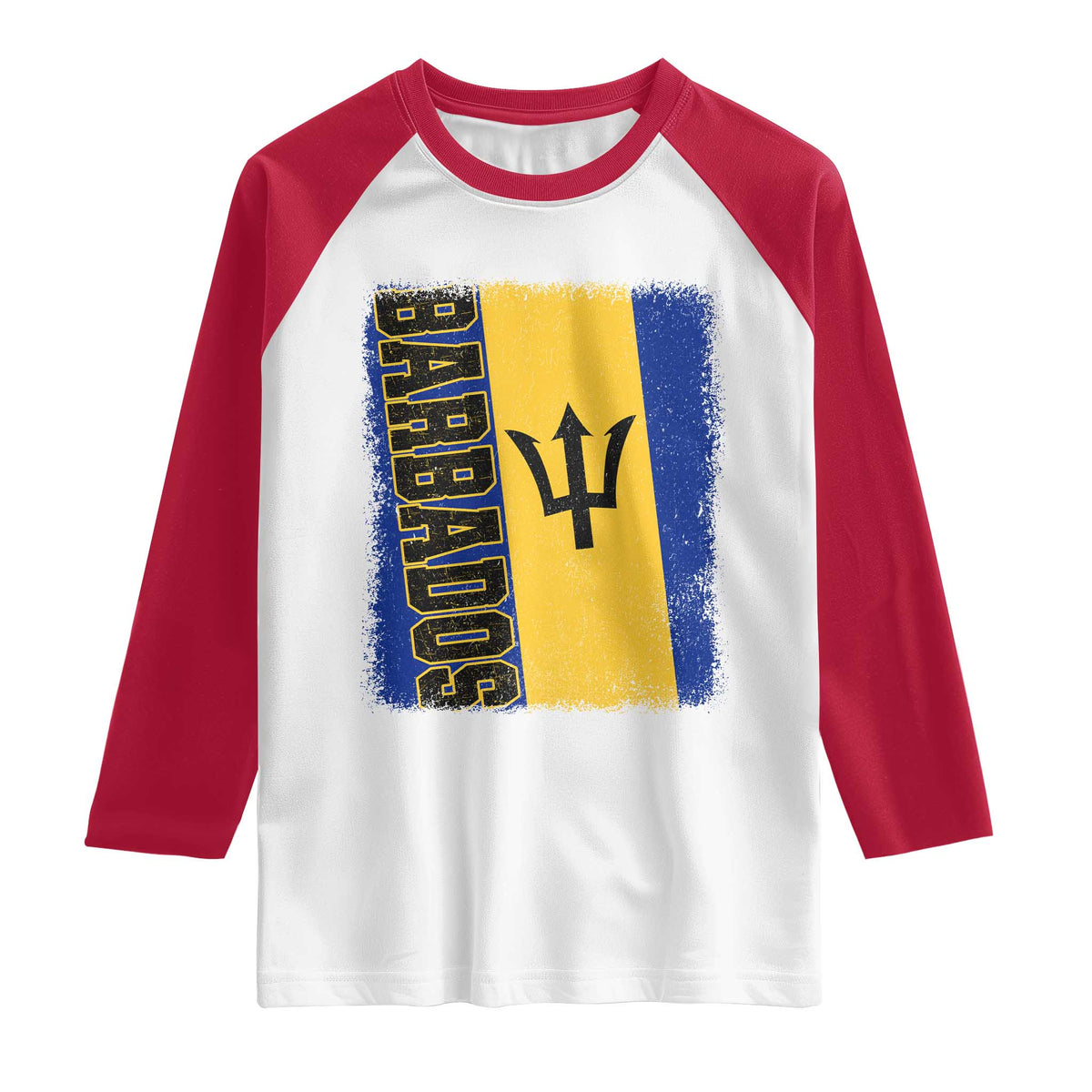 Vintage Barbados Flag Raglan Shirt Distressed Patriotic Caribbean Island Barbadian Pride Heritage Gift
