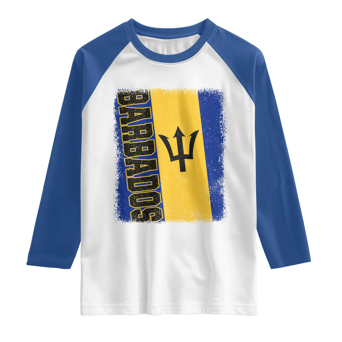 Vintage Barbados Flag Raglan Shirt Distressed Patriotic Caribbean Island Barbadian Pride Heritage Gift