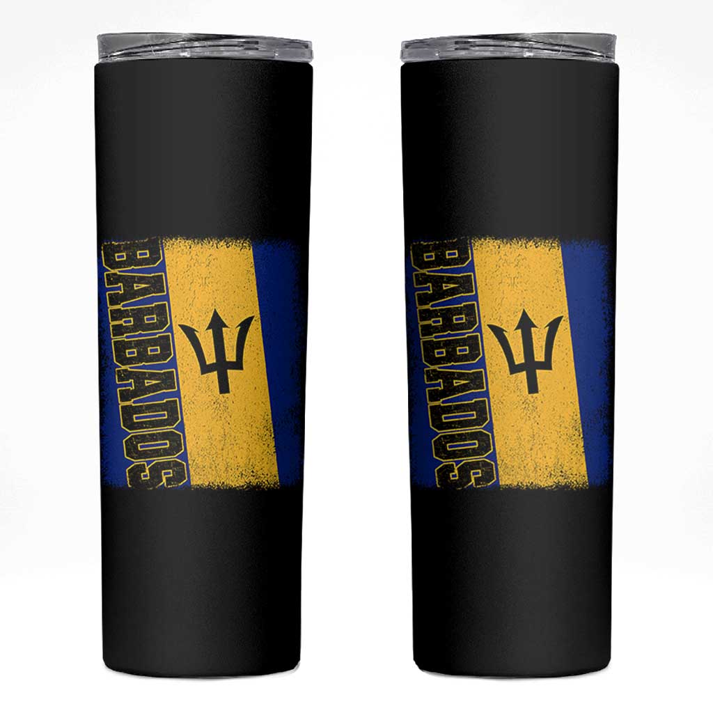 Vintage Barbados Flag Skinny Tumbler Distressed Patriotic Caribbean Island Barbadian Pride Heritage Gift
