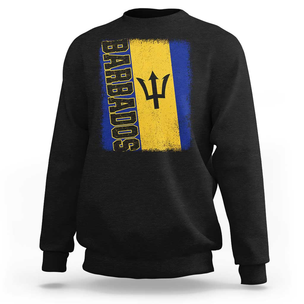 Vintage Barbados Flag Sweatshirt Distressed Patriotic Caribbean Island Barbadian Pride Heritage Gift