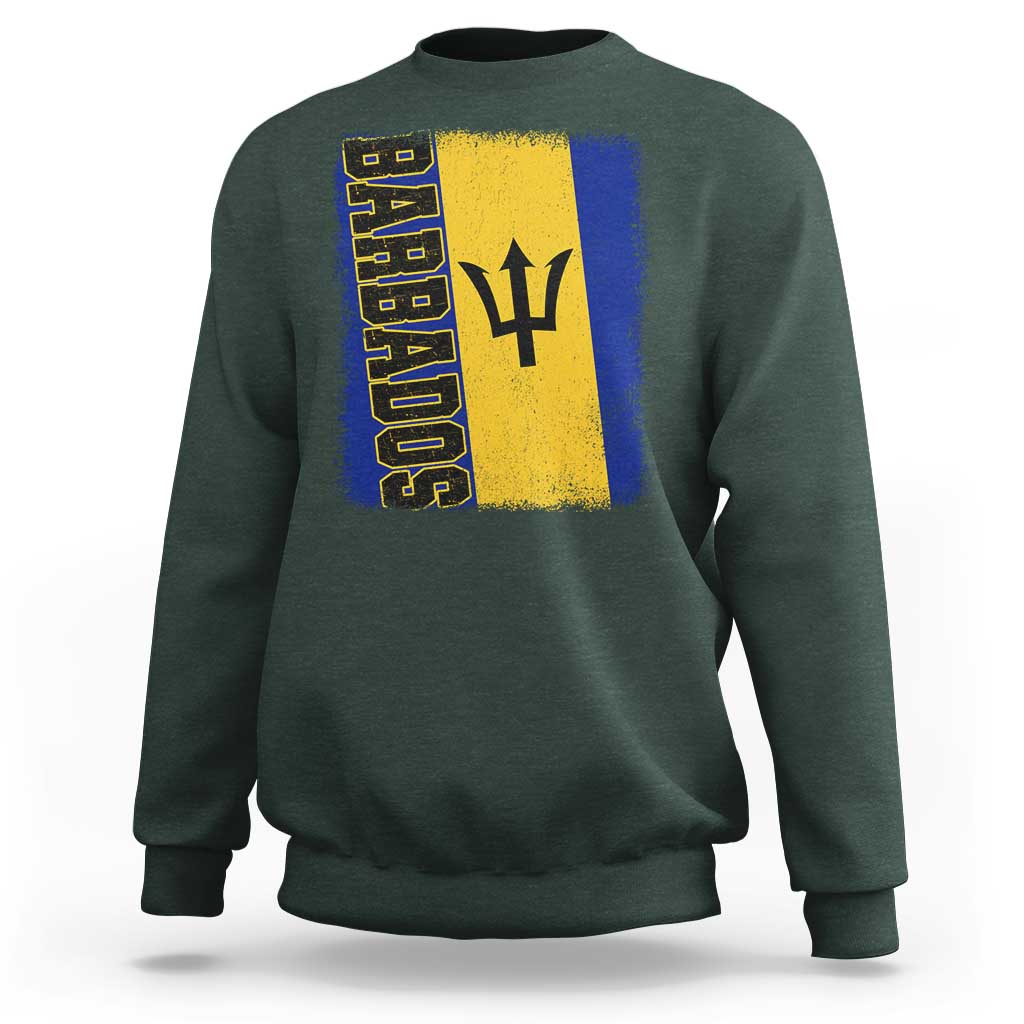 Vintage Barbados Flag Sweatshirt Distressed Patriotic Caribbean Island Barbadian Pride Heritage Gift