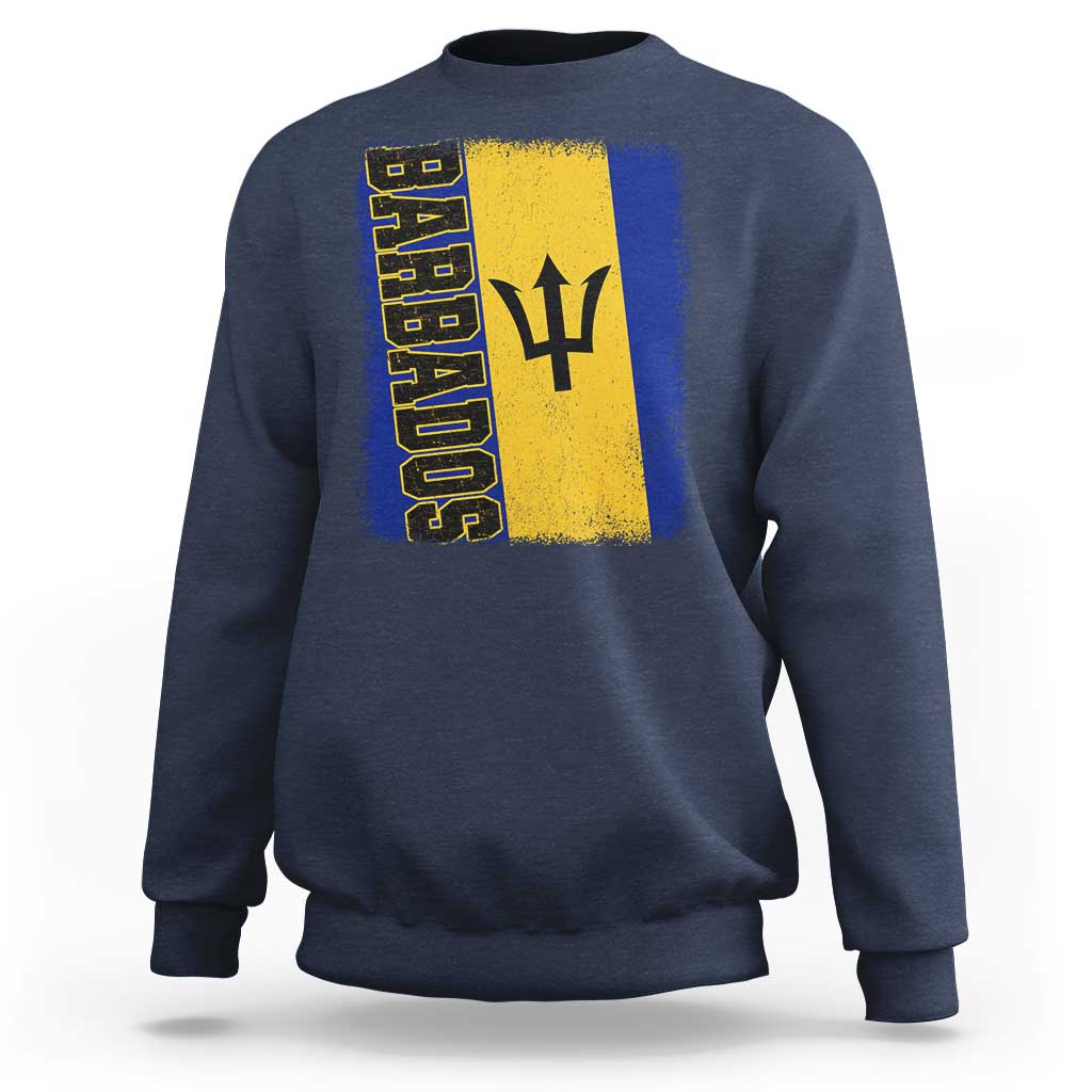 Vintage Barbados Flag Sweatshirt Distressed Patriotic Caribbean Island Barbadian Pride Heritage Gift