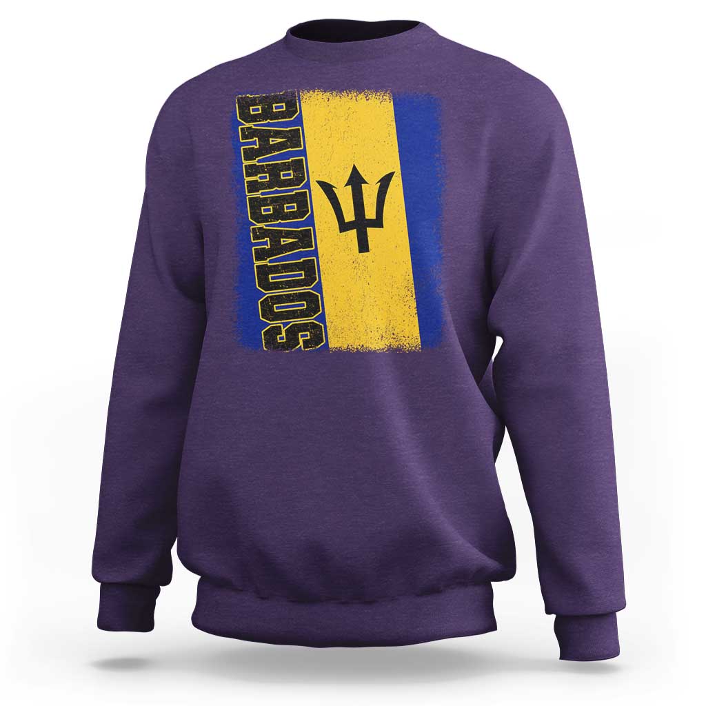 Vintage Barbados Flag Sweatshirt Distressed Patriotic Caribbean Island Barbadian Pride Heritage Gift