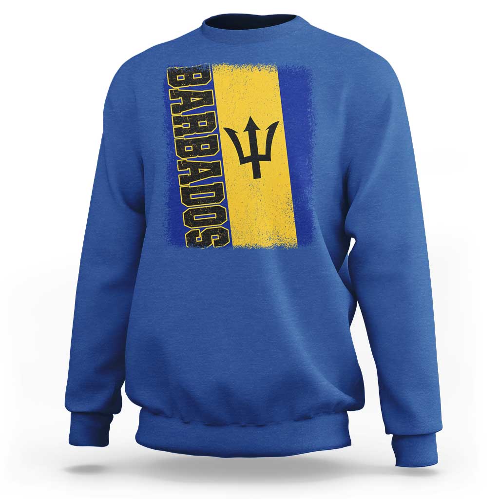 Vintage Barbados Flag Sweatshirt Distressed Patriotic Caribbean Island Barbadian Pride Heritage Gift