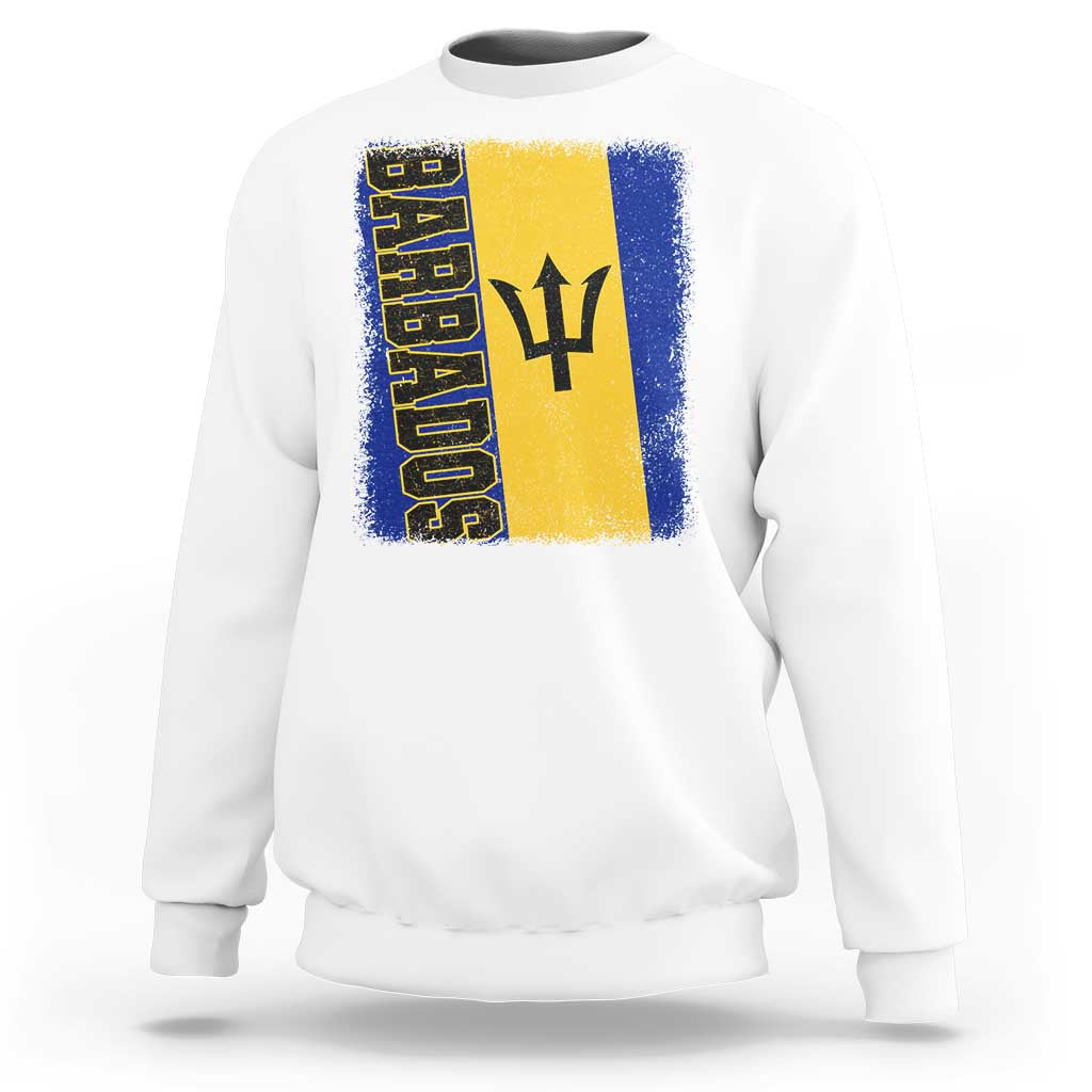 Vintage Barbados Flag Sweatshirt Distressed Patriotic Caribbean Island Barbadian Pride Heritage Gift